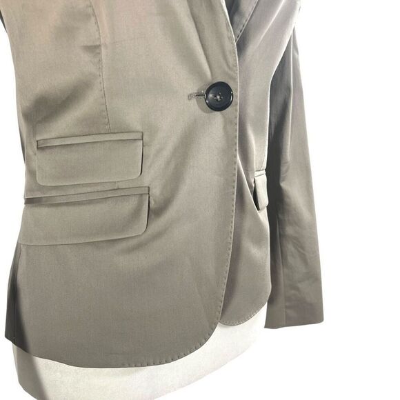 Massimo Dutti Women's Gray Taupe One Button V Neck Single Breasted Blazer Size S - Picture 10 of 16